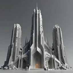 3 d sculpt of a minimalist brutalist cyberpunk futurist spikey angular art deco cathedral architecture evil gothic tron arcane ruins, warhmmer 4 0 k scifi tower spaceship inspired by the matrix, lotr, star wars, ilm, beeple, star citizen halo, mass effect, starship troopers, elysium, the expanse, high tech industrial, artstation unreal