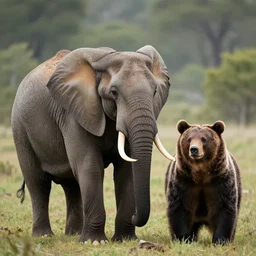 elephant - bear - hybrid. animal photography. tusks. grizzly