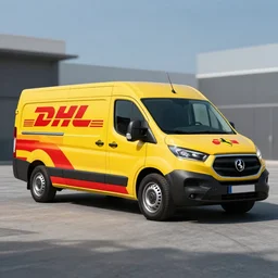 A commercial van designed and produced by Ferrari, with DHL livery promotional photo