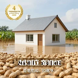 professional photograph of a house flooded with peanuts, 4 k, photorealistic, award winning