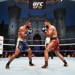 UFC boxing match in a medieval castle