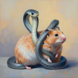 painting of hybrid between hamster & snake, intercrossed animal, by zdzislaw beksinski, by lewis jones, by mattias adolfsson, cold hue's, warm tone gradient background, concept art, beautiful composition, digital painting