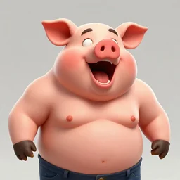 fat muscular pighead character screaming by