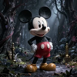 Mickey Mouse in the style of Tim Burton
