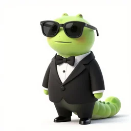 a worm wearing a tuxedo and sunglasses