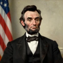 facial portrait of the united states president, sitting in the white house, he resembles abraham lincoln, oil on canvas by william sidney mount - 1 9 9 8, trending on artstation