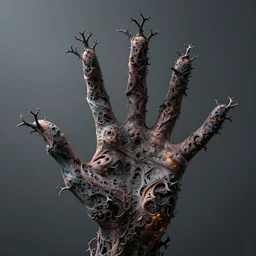 recursive branching fractal hand fingers grotesque
