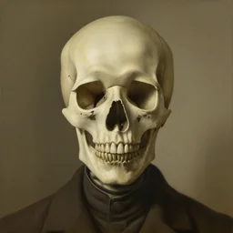 portrait of a death, by rene magritte, detailed painting, distance, middle centered, hd, hq, high resolution, high detail, 4 k, 8 k