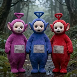 gothic teletubbies. emo. disturbing. folk horror