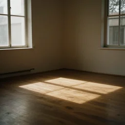 Liminal space, clean floor and walls, dimly lit by sunlight from the windows, cosy, relaxing