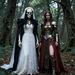 analog video footage of of the marriage between a death god and a war goddess in a forest in the style of urban fantasy in the style of Jean Giraud Trending on artstation DeviantArt Pinterest furaffinty detailed realistic High Resolution HD 8k