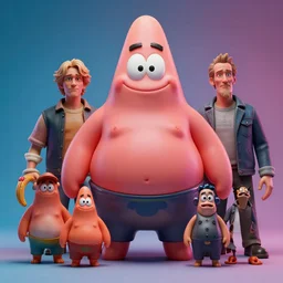 hyperrealistic rendering, fat smooth cronenberg flesh monster patrick starfish by donato giancola and greg rutkowski and wayne barlow and zdzisław beksinski, product photography, action figure, sofubi, studio lighting, colored gels, colored background