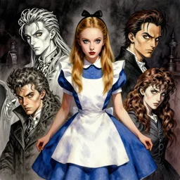 portrait, Gothic Alice in Wonderland, watercolor, dramatic lighting, cinematic, establishing shot, extremely high detail, foto realistic, cinematic lighting, pen and ink, intricate line drawings, by Yoshitaka Amano, Ruan Jia, Kentaro Miura, Artgerm, post processed, concept art, artstation, matte painting, style by eddie mendoza, raphael lacoste, alex ross