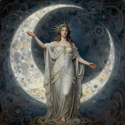 fantasy character, wide angle, ultra realistic, intricate details, the moon goddess waxes, highly detailed, abstract art piece by gaston bussiere, craig mullins, j. c. leyendecker 8 k