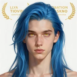 ilya kuvshinov with long sky blue hair, gold eyes, amber eyes, boyish face, professional digital painting, concept art, award - winning photography, cinematic, forest background, fur scarf, crazy, yandere, wlop, color block, art by andy warhol, pixiv art, yoshitaka amano