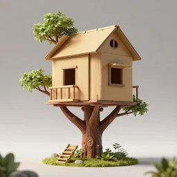 a cardboard box treehouse, highly detailed, 8 k, hdr, award - winning, octane render, artstation, volumetric lighting