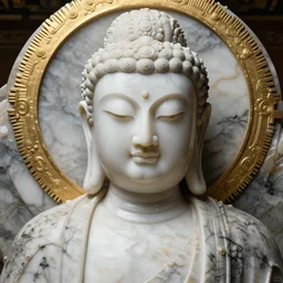 buddhist confucius, highly detailed, symmetrical long head, smooth marble surfaces, detailed ink illustration, gold gear, cinematic smooth stone, deep aesthetic, concept art, post process, 4 k, carved marble texture and silk cloth, latex skin, highly ornate intricate details, in the style of 8 8 grzes