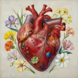 highly detailed oil painting of a heart surrounded by all the known species of flowers by olaf hayek, by moebius, by oliver vernon, by joseph moncada, by damon soule, by manabu ikeda, by kyle hotz, by dan mumford, by kilian eng