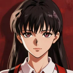 misato katsuragi from neon genesis evangelion, red dead redemption art style, rockstar games art, realistic anime, portrait, beautiful face, symmetrical face