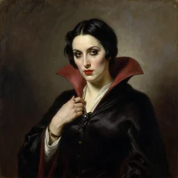 A beautiful painting of a lady vampire, victorian, dracula, ominous, oil on canvas, photorealism, Johann Heinrich Füssli, irwin penn, high definition, soft light