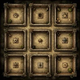 dungeon map by dysonlogos, nine rooms, first level of the dungeon