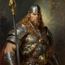 orc warrior, painting in style of karl kopinski