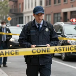 a detective investigating a crime scene in New York
