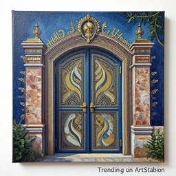 “Gate to Heaven, intricate dotart, realistic painting on canvas, matte, Trending on ArtStation”