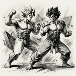 Sketch of Akuma vs Goken by Sachin Teng, asymmetrical, Organic Painting ,geometric shapes, hard edges, energetic, graffiti, street art:2 by Sachin Teng:4