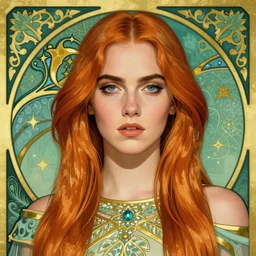 cara delevingne, portrait, mucha style, art nouveau,