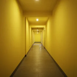an infinite yellow hallway