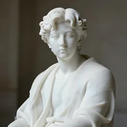 Jungkook, very detailed white marble statue