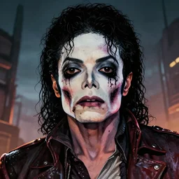 borderlands 3!!! michael jackson! cell shaded! scary head portrait of half zombie michael jackson! with dark eye sockets crow movie make up, zombie in horror concept art, llustration, postapocalyptic grunge, looking at the camera from low angle, concept art by laurie greasley, highly detailed, sharp focus, hq, 4 k, art by laurie greasley