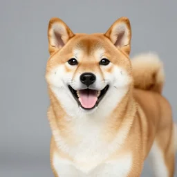 professional photograph of handsome male happy smiling shiba inu