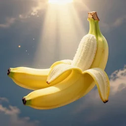 heavenly banana going to heaven. perfection. smooth, dreamy, god rays, digital art by meeple