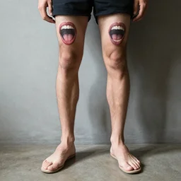 man with mouths in his legs, 8 k