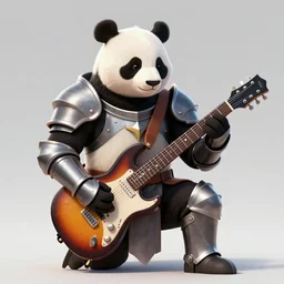 panda templar knight playing an electric guitar, trending on artstation