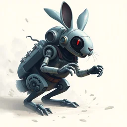 rabbit robot in the style of alekzander zagorulko artstation