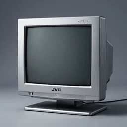 a highly realistic jvc brand crt tv, perspective, studio lighting, 3 d render