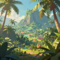 tropical background, shallow depth of field, highly detailed, digital painting, trending artstation, concept art, illustration, cinematic lighting, vibrant colors, photorealism, epic, octane render