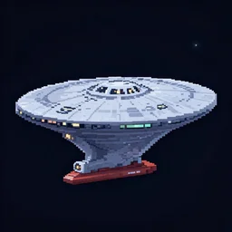 picture of Starship enterprise, pixel art, 2d art, surreal, 4k, accurate shape
