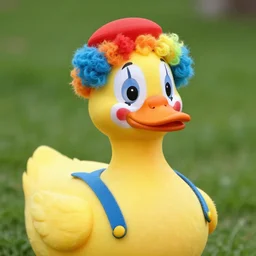 a duck with clown makeup