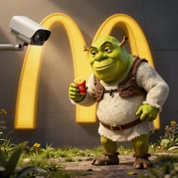 shrek robbing macdonalds cctv cam