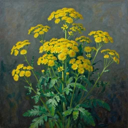 A surrealist painting of Achillea millefolium by Vladimir Kush