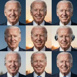portrait mosaic of joe biden with robot ears, 4k, intricate details, digital, sun in the background