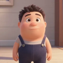 Medium shot of a typical character in the style of Pixar