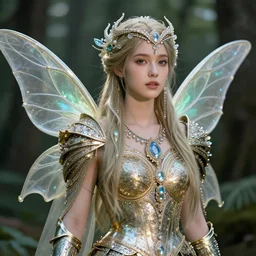 photograph of a real - life beautiful fairy with bejewelled armour. extremely detailed. 8 k