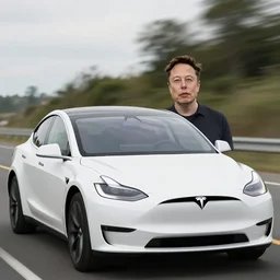 Elon Musk driving a Tesla