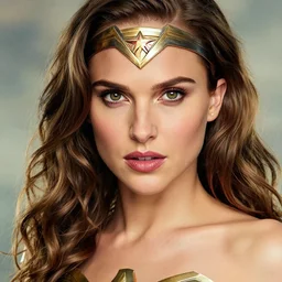 macro portrait of natalie portman as wonderwoman, by greg rutkowski, by artgerm