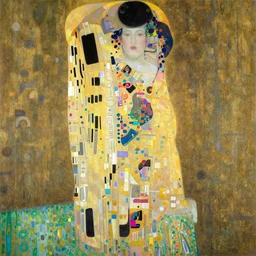 painting of a beautiful woman in flowing translucent kimono drawn with only vertical lines, yukio - e, klimt